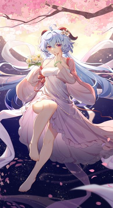 原神 漂浮 花瓣 鲜花 动漫女孩 手机壁纸 高清壁纸 壁纸下载