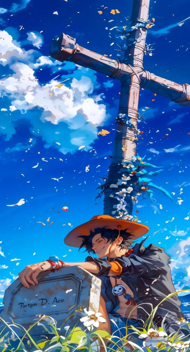 海贼王 航海王 路飞 艾斯 墓碑 十字架 手机壁纸 高清壁纸 壁纸下载