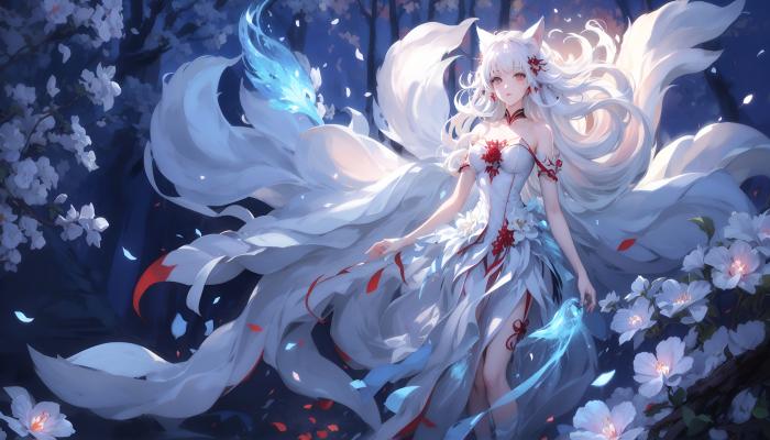电脑壁纸 九尾狐妖 AI艺术 动漫 美图 电脑桌面 高清壁纸 壁纸下载