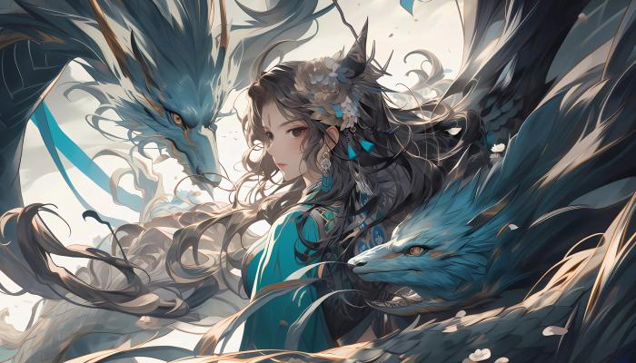 电脑壁纸 冰龙 女孩 神灵 电脑桌面 高清壁纸 壁纸下载