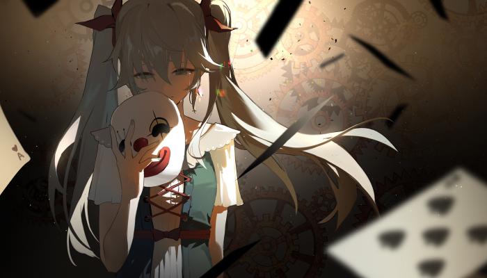 电脑壁纸 初音 小丑面具 齿轮 初音未来 电脑桌面 高清壁纸 壁纸下载