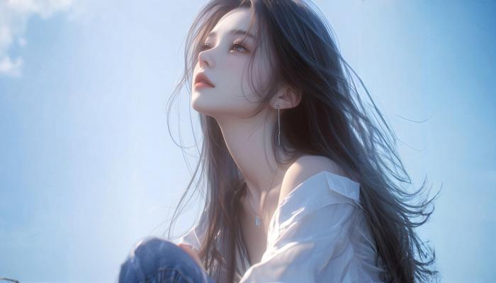 电脑壁纸 动漫 女孩 望天 长发 项链 电脑桌面 高清壁纸 壁纸下载
