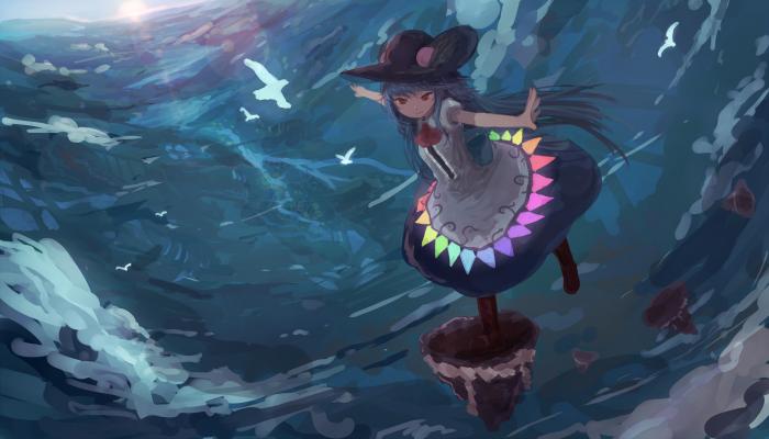 电脑壁纸 动漫 海浪 海鸥 女孩 太阳 电脑桌面 高清壁纸 壁纸下载