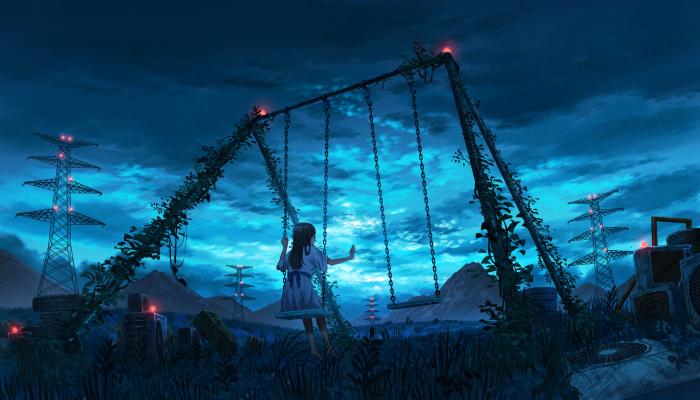 电脑壁纸 动漫 秋千 傍晚 天空 电线 电脑桌面 高清壁纸 壁纸下载