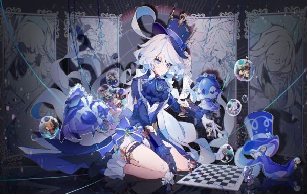电脑壁纸 动漫 蓝色魔术帽 国际棋盘 动漫女孩 高清壁纸 壁纸下载