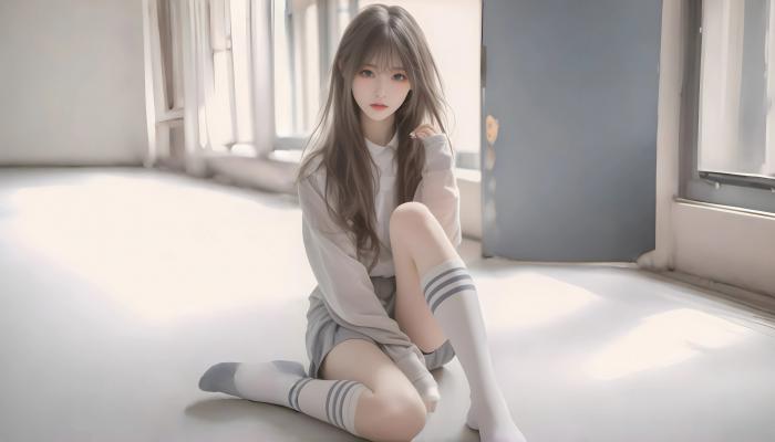 电脑壁纸 动漫 长发女孩 长袜 窗户 电脑桌面 高清壁纸 壁纸下载