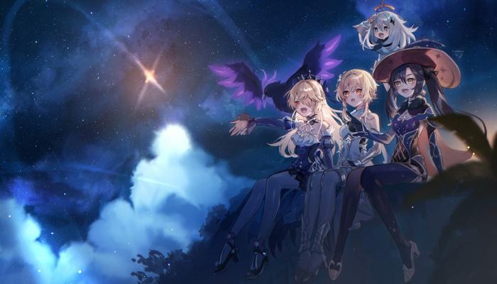 电脑壁纸 原神 夜晚 星星 动漫 女孩 星夜 可爱 萝莉 电脑桌面 高清壁纸 壁纸下载