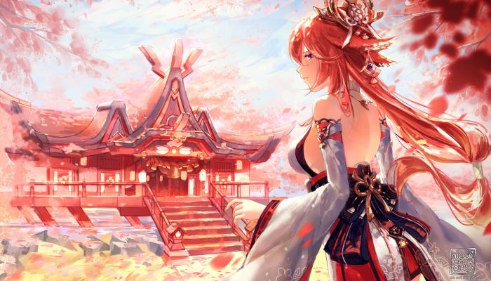 电脑壁纸 原神 艺术家 游戏CG 动漫 女孩 美术 素描 神社 电脑桌面 高清壁纸 壁纸下载