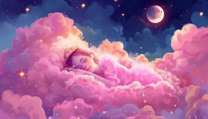电脑壁纸 女人 人工智能艺术 插图 云 月亮 睡眠 粉色 高清壁纸 壁纸下载