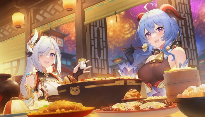 电脑壁纸 女孩 奇幻女孩 原神 食物 筷子 青发 电脑桌面 高清壁纸 壁纸下载