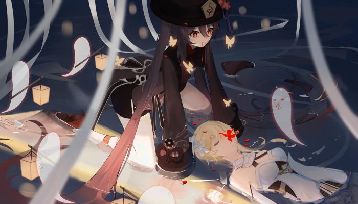 电脑壁纸 娇小 胡桃 原神 动漫 动漫女孩 AI艺术 水 电脑桌面 高清壁纸 壁纸下载