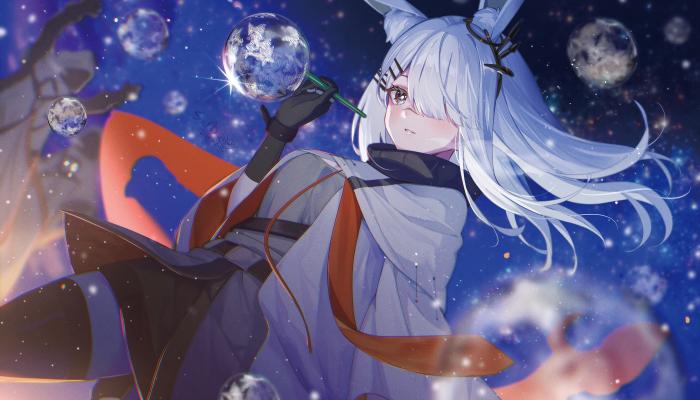 电脑壁纸 电脑桌面 霜星壁纸，游戏《明日方舟》角色霜星长发飘逸动漫 高清壁纸 壁纸下载