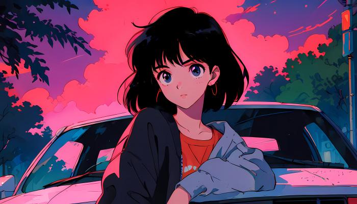 电脑壁纸 短发美少女 汽车 动漫风景 漫画风格 电脑桌面 高清壁纸 壁纸下载