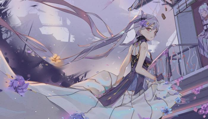 电脑壁纸 紫色头发 红色眼睛 动漫女孩 科清 原神 原神 鲜花 电脑桌面 高清壁纸 壁纸下载