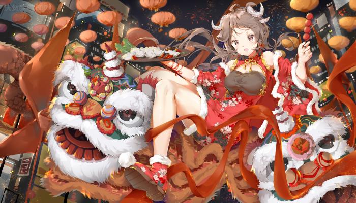 电脑壁纸 长发 艾雅法拉 骑士 夜晚 骑士 城市灯光 动漫女孩 龙 兽耳 旗袍 中式服装 烟花 春节 电脑桌面 高清壁纸 壁纸下载