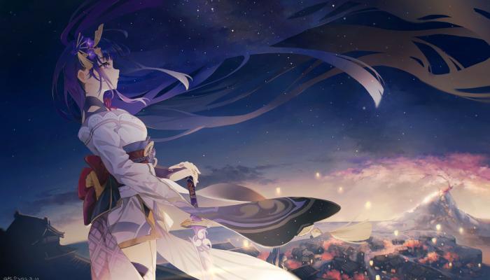 电脑壁纸 雷电将军 原神 动漫女孩 动漫 星空 电脑桌面 高清壁纸 壁纸下载