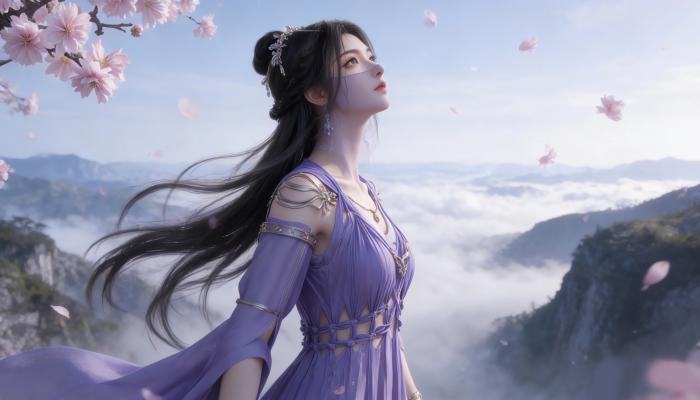 电脑壁纸 动漫 凡人修仙传 长发紫色裙子美女紫灵 樱花 4K壁纸 电脑桌面 高清壁纸 壁纸下载-蚂蚁资源网