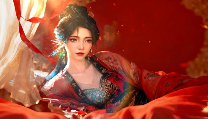 电脑壁纸 动漫 古风红色古装美女 红色背景 金屋藏娇 4k壁纸 3840x2400 电脑桌面 高清壁纸 壁纸下载-蚂蚁资源网