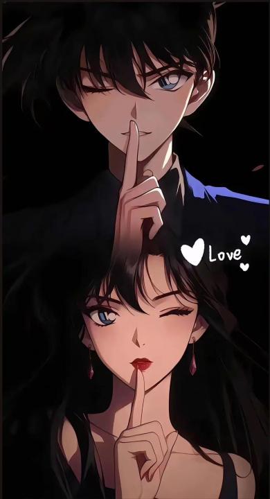 动漫情侣 名侦探柯南 新一小兰 柯兰 甜蜜互动 角色壁纸 手机壁纸-蚂蚁资源网