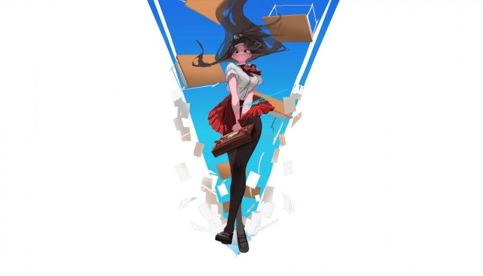 电脑壁纸 动漫 女学生 看着观众 长发 黑眼睛 红眼睛 黑色头发 素描 白色背景 格子裙 电脑贴纸 贴纸 电脑桌面 高清壁纸 壁纸下载-蚂蚁资源网