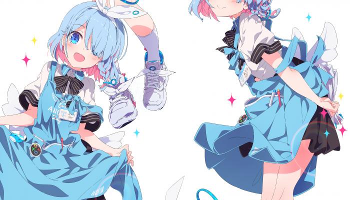 电脑壁纸 动漫 蓝色头发 虎牙 开心 萝莉 动漫女孩 电脑贴纸 4K贴纸 电脑桌面 高清壁纸 壁纸下载-蚂蚁资源网