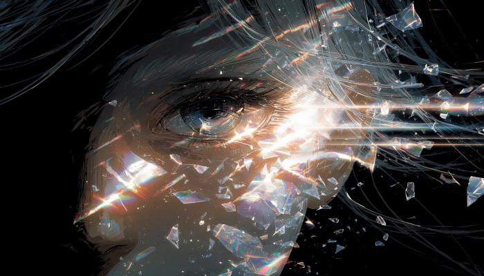 电脑壁纸 动漫 玻璃 人物女孩 脸 眼睛 暗黑背景 4K壁纸3840x2400 电脑桌面 高清壁纸 壁纸下载-蚂蚁资源网