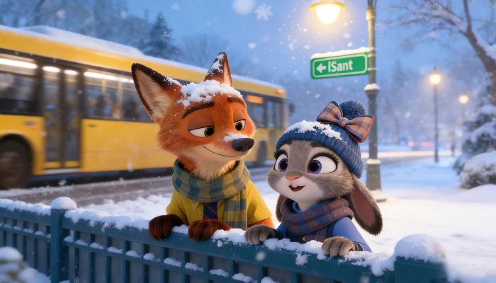 电脑壁纸 动漫 冬季 公交车 朱迪狐尼克 4K 电脑壁纸 3840x2160 电脑桌面 高清壁纸 壁纸下载-蚂蚁资源网