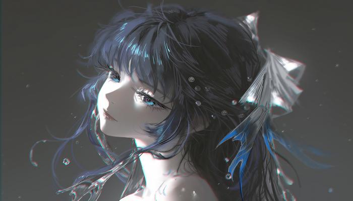 电脑壁纸 动漫 厚涂风 动漫女孩长发 蓝眼睛 头饰 唯美 4K电脑壁纸3840x2560 电脑桌面 高清壁纸 壁纸下载-蚂蚁资源网