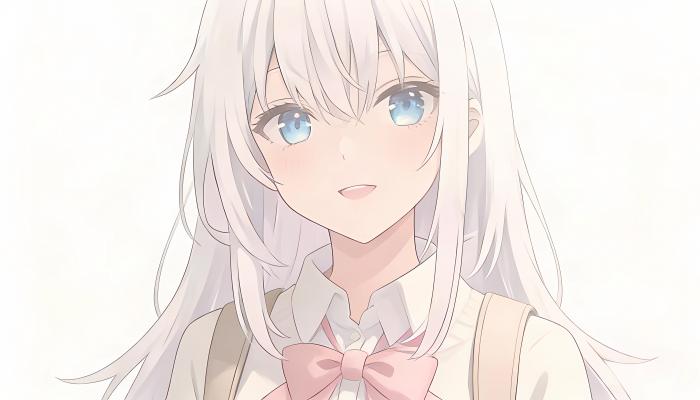 电脑壁纸 动漫 可爱动漫女孩 蝴蝶结 简约白色背景 4K壁纸 3840x2160 电脑桌面 高清壁纸 壁纸下载-蚂蚁资源网