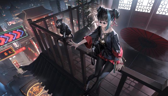 电脑壁纸 动漫 赛博风 墨镜少女 国漫 赛博古风4K高清壁纸3840x2160 电脑桌面 高清壁纸 壁纸下载-蚂蚁资源网
